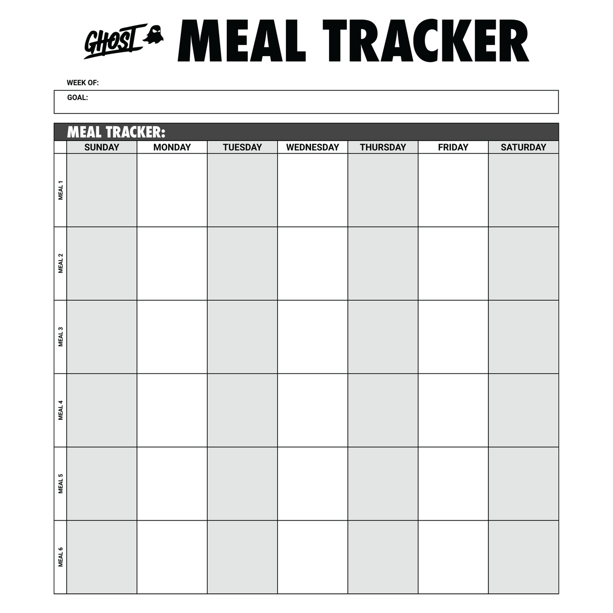 GHOST® MEAL TRACKER