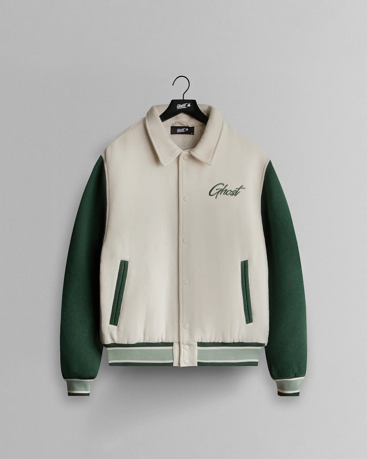 GHOST® CORE VARSITY JACKET | FOREST/NATURAL